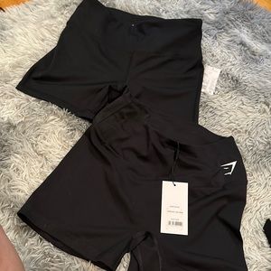 2 Black High Waisted Active Shorts